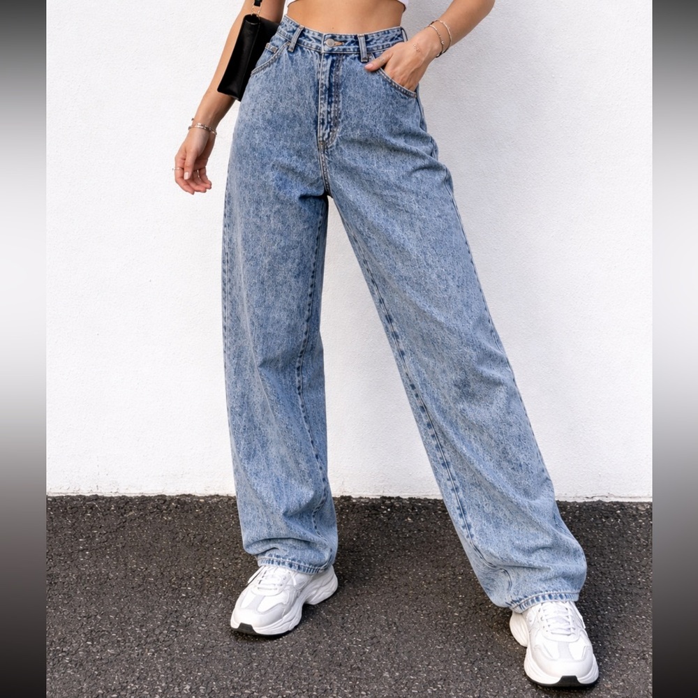 Vintage 80s Katana Acid Wash High-Waisted Mom Carpenter Straight Jeans (13/14)